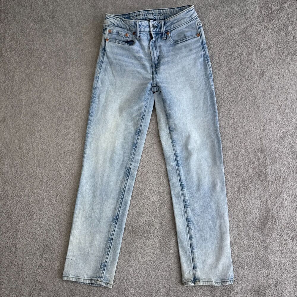 American Eagle Outfitters Airflex+ Straight Jeans Women 26X28 Blue Denim Stretch